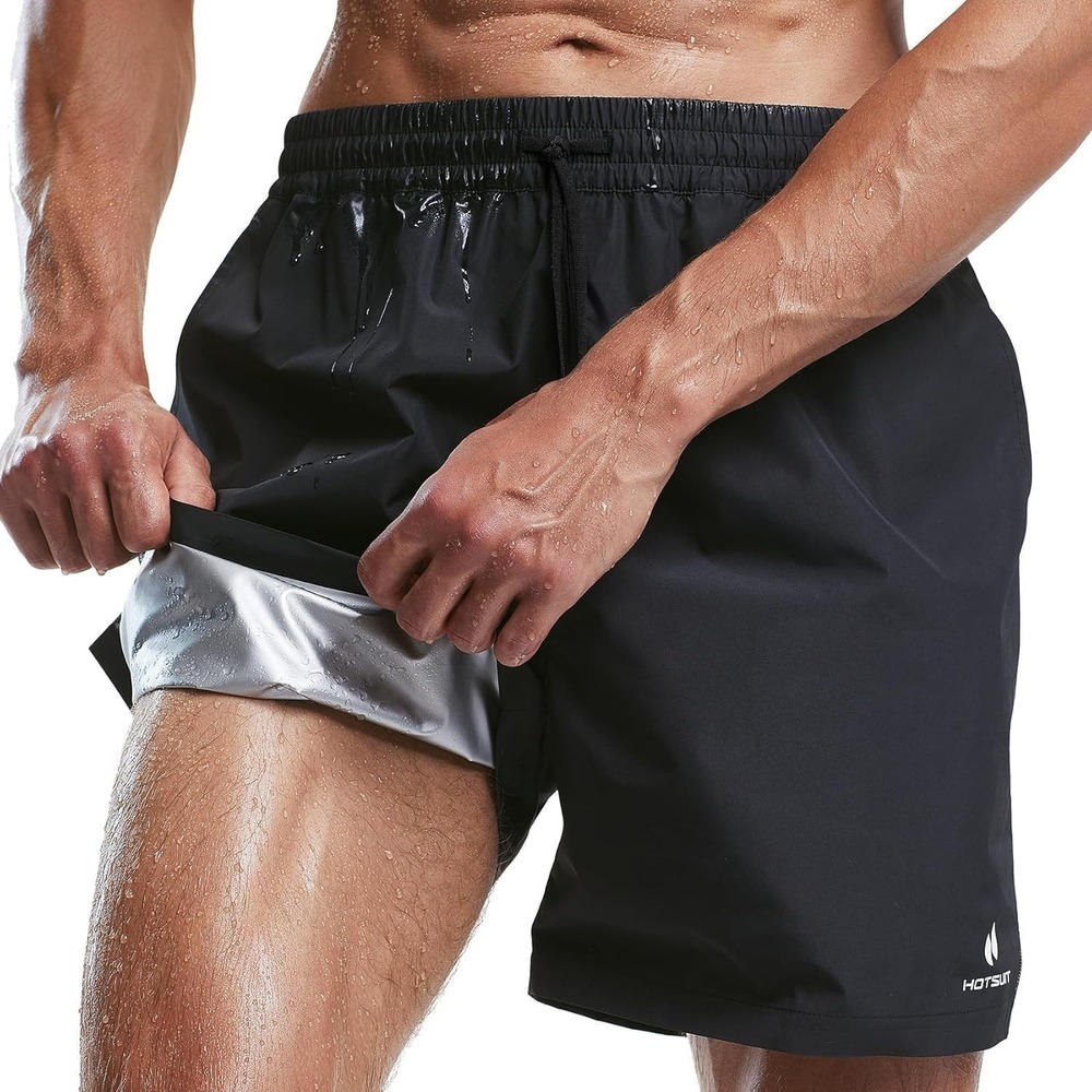 Hotsuit Men's Sauna Shorts Size LARGE Black Workout Sweat Gym Exercise‎ Workout